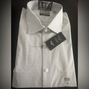 Nwt  Michael Kors Men's Light Gray Checkered Dress Shirt size xl